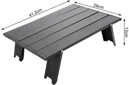 Camping Mini Draagbare Opvouwbare Tafel Voor Outdoor Picknick Barbecue Tours Servies Aluminiumlegering Inklapbare Computer Bed Bureau zwart