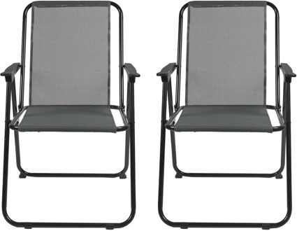 camping/strand stoel - 2x - aluminium - inklapbaar - grijs - L51 x B60 x H70 cm