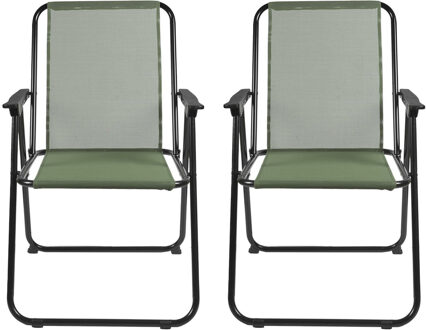 camping/strand stoel - 2x - aluminium - inklapbaar - groen - L45 x B54 x H84 cm