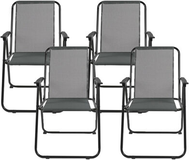 camping/strand stoel - 4x - aluminium - inklapbaar - grijs - L45 x B54 x H84 cm