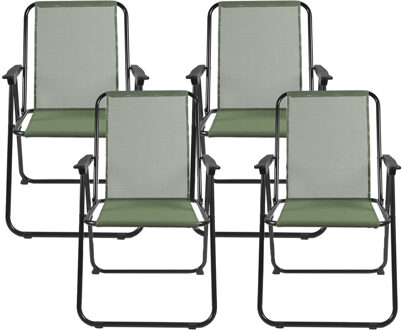 camping/strand stoel - 4x - aluminium - inklapbaar - groen - L45 x B54 x H84 cm