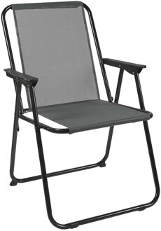 camping/strand stoel - aluminium - inklapbaar - grijs - L45 x B54 x H84 cm