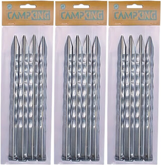Camping tentharingen set - Zak met 30x kartelharingen - H24 cm - kamperen - scheerlijnen vastzetten