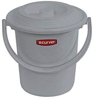 Camping Toiletemmer - met Deksel - 5 l - Ø 23,5 cm - Lichtgrijs