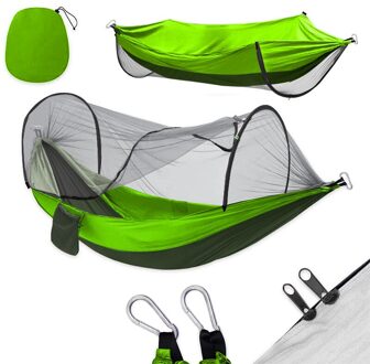 Camping Tuin Hangmat Met Klamboe Tuinmeubilair 1-2 Persoon Draagbare Opknoping Bed Sterkte Parachute Stof Swing Slaap fruit groen
