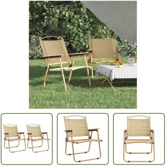 Campingstoel - Oxford stof - Lichtgewicht en inklapbaar - Stevig frame - 54x55x78 cm (beige) - 2 stuks