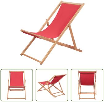 Campingstoel - The Living Store - Strandstoelen - 60x98.5/100/106 cm - Inklapbaar en verstelbaar Rood