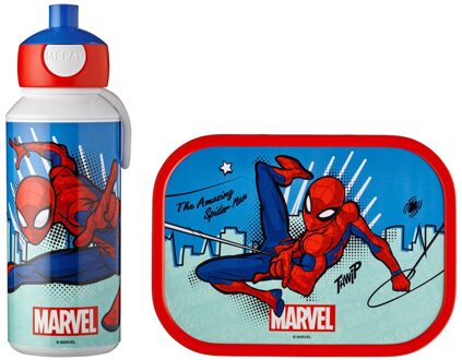 Campus Lunchset (Pop-Up Drinkfles en Lunchbox) - Spiderman Wit
