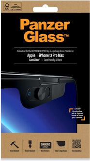 CamSlider™ Anti-Bacterial Case Friendly Screenprotector voor de iPhone 13 Pro Max - Zwart Transparant