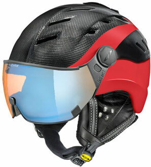 Camurai Carbon zwart-rood skihelm - meekleurend & polariserend vizier - kies uit 3 soorten !