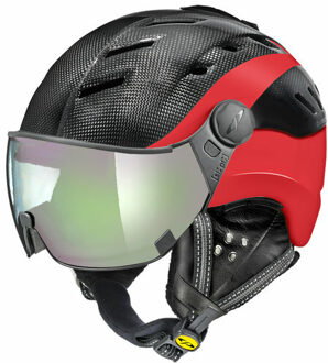 Camurai Carbon zwart-rood skihelm - meekleurend vizier - kies uit 4 soorten !