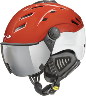 Camurai Skihelm met Vizier rood-wit | Extra veilig! | Single Spiegel Vizier