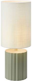 Can tafellamp, wit/grijs, hoogte 57 cm, keramiek, textiel wit, grijs