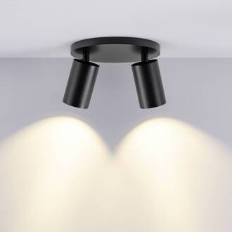 CAN TILT plafondspot, zwart, Ø 20 cm, 2-lamps metaal GU10