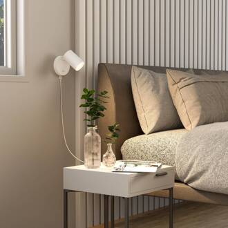 CAN TILT wandspot, wit, Ø 10 cm, metaal, schakelaar, USB