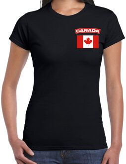 Canada landen shirt met vlag zwart voor dames - borst bedrukking 2XL