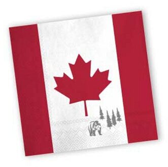 Canada landen vlag thema servetten - 20x stuks - 33 x 33 cm - Papier Multi
