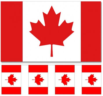 Canada versiering/feestartikelen set - vlag 90 x 150 cm - vlaggenlijn van 300 cm - landen