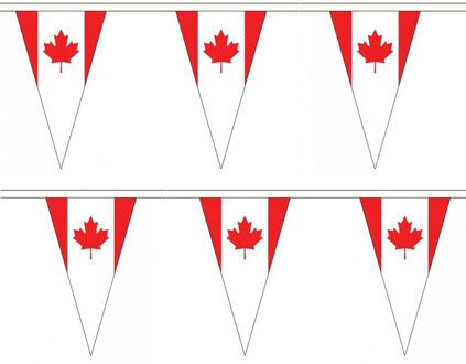 Canada Vlaggetjes vlaggenlijn slinger - 3x stuks - 500 cm - polyester - binnen/buiten - versiering