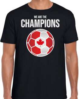 Canada WK supporter t-shirt - we are the champions met Canadese voetbal - zwart - heren - kleding / shirt S
