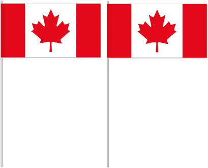 Canada zwaaivlaggetjes/handvlaggen - 10x - 12 x 24 cm - papier - stokje van 40 cm Multi