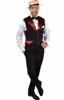 Cancan Gilet Frans Revue Man Rood - Zalm, Zwart