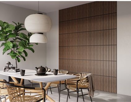 CanDo Lattenwandtegel Decowall Acoustic - Walnoot - 50x50cm - 4 Stuks