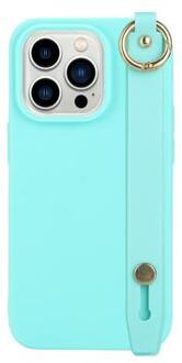 Candy Color iPhone 14 Pro Max TPU Hoesje met Draagriem - Baby Blauw