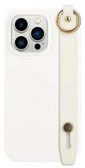 Candy Color iPhone 14 Pro Max TPU Hoesje met Draagriem - Wit