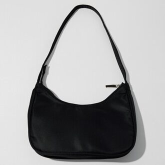 Candy Kleur Dames Onderarm Schoudertassen Mode Nylon Vrouwen Hobos Handtassen Casual Vrouwelijke Kleine Clutch Purse Tote Bolso Mujer zwart