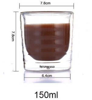 Caneca Handgeblazen Double Wall Cup Canecas Nespresso Mok En Cups Thermische Glas Koffie Kopjes Reizen Mok Vrienden 150ml