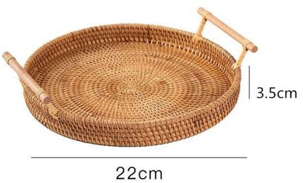 Canghai Rotan Brood Mand Ronde Biscuit Lade Geweven Thee Dienblad Met Handvat Voor Etentje Koffie Ontbijt 220mm