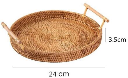 Canghai Rotan Brood Mand Ronde Biscuit Lade Geweven Thee Dienblad Met Handvat Voor Etentje Koffie Ontbijt 240mm