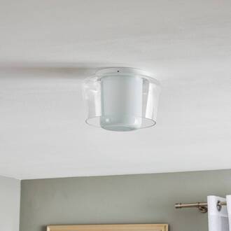 Canio glas-plafondlamp, buiten helder transparant, mat wit