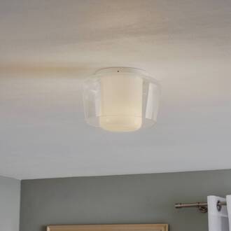 Canio glas-plafondlamp, buiten helder transparant, mat wit