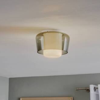 Canio - Glazen plafondlamp, rookgrijs wit, grijs-transparant