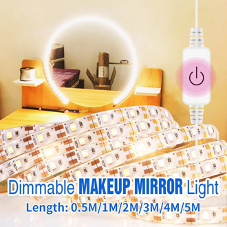 CanLing 5M Led Makeup Mirror Light 5V Hollywood Makeup Vanity Lights USB Wall Lamp Dimmable Dressing Table Beauty Mirror Lamp