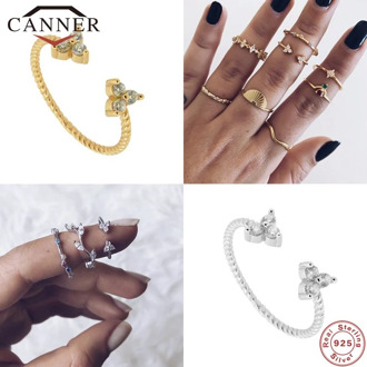 CANNER 100% Real 925 Sterling Silver Rings for Women Personality Fashion Jewelry Female Trendy Adjustable Opening Ring anillos