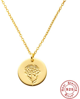 CANNER 925 Sterling Silver Birthday Flower Round astrolabe Necklace for Women Clavicle Chain Silver Necklaces Jewelry Collares