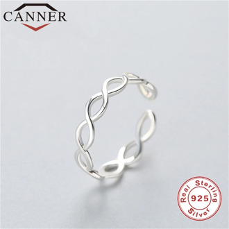 CANNER Adjustable Geometric Rings Minimalist 925 Sterling Silver Resizable Rings for Women Simple Jewelry FO