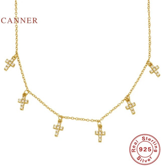 CANNER INS Wind Cross Diamond 925 Sterling Silver Necklace For Women 2020 Gold 18k Jewelry Chain Choker Necklace Collares Collar