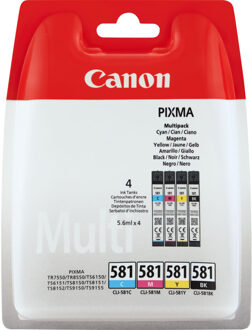 Canon CLI-581 C/M/Y/BK multipack Inkt Zwart