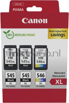 Canon inktcartridge 2 x PG-545XL + 1 x CL-546XL, 300 - 400 pagina's, OEM 8286B013, 4 kleuren