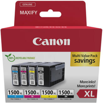 Canon inktcartridge PGI-1500XL, 1.020 - 1.200 pagina's, OEM 9182B010, 4 kleuren