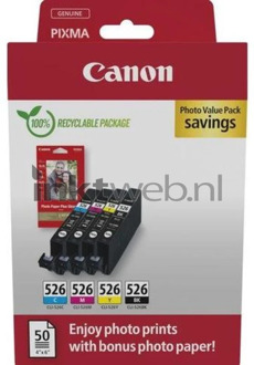 Canon Origineel Canon CLI-526 4-pack met fotopapier zwart en kleur