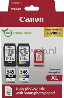 Canon Origineel Hoge Capaciteit Canon PG-545XL / CL-546XL multipack met fotopapier zwart en kleur