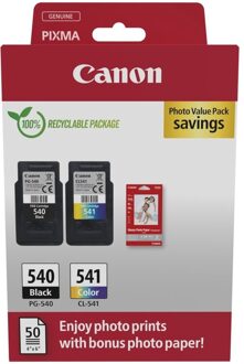 Canon PG-540 + CL-541 Cartridges + GP-501 Fotopapier Inkt