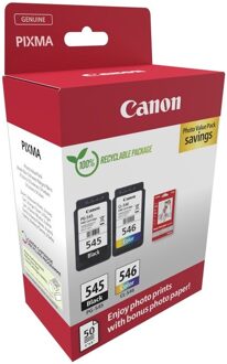 Canon PG-545 + CL-546 Cartridges + GP-501 Fotopapier Inkt