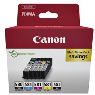 Canon PGI-580 en CLI-581 multipack Inkt Zwart