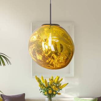 Canopus hanglamp, goudkleurig, Ø 36 cm, glas, E27 goud-transparant, zwart